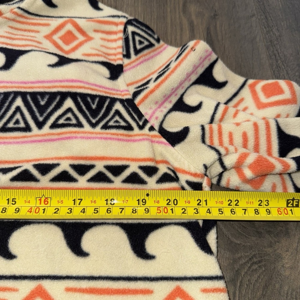 O'Neill Hoodie Woman's Sz Large Beige Aztec Fleece Quarter Zip Pullover Tribal - Picture 10 of 13